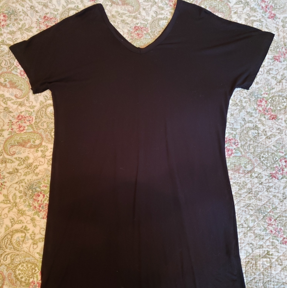 Black Missguided V-Cut T-Shirt Dress